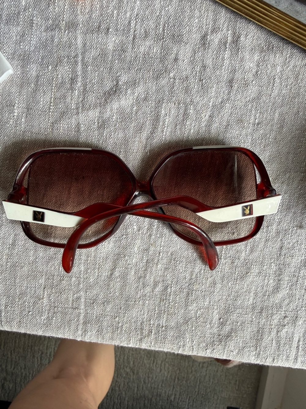 PLAYBOY Red Sunglasses with White Temple Accents